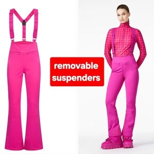Goldbergh Pink Boot Cut Pants with Removable Suspenders